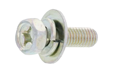 鉄(+)六角アプセット頭セムス小ねじ PD＝3 (バネ座+大径平座組込)